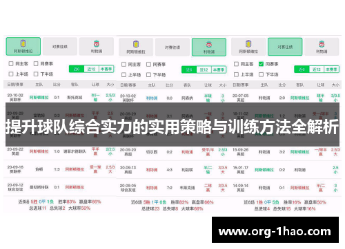 提升球队综合实力的实用策略与训练方法全解析